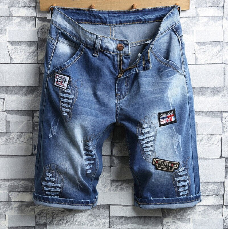 Summer Zipper Men Short Jeans