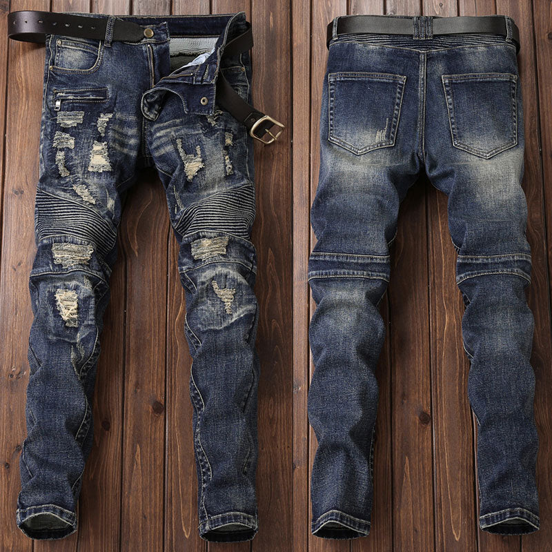 Mens Jeans High Street Fashion Motorcycle
