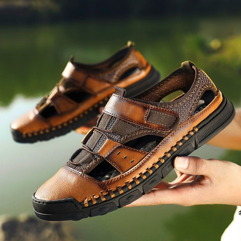 New Summer Sandals Men Leather Classic Roman Shoes