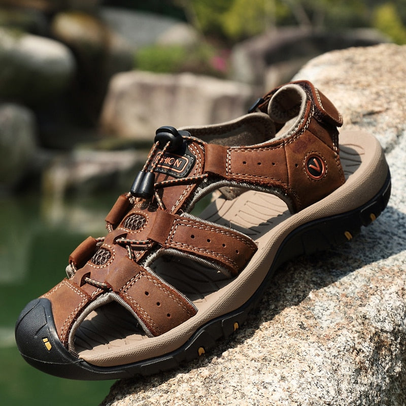 2019 New Man Shoes Leather Sandals